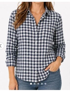 J Crew Classic Navy and White Button-Down Shirt